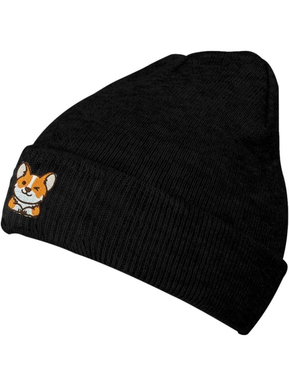 Unisax Black Dog Embroidery Beanie Halloween Winter Warm Knit Cuffed Skull Cap